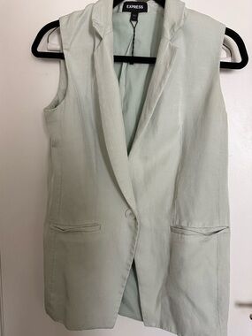 Express Light Green Sleeveless Blazer Vest - Size Small